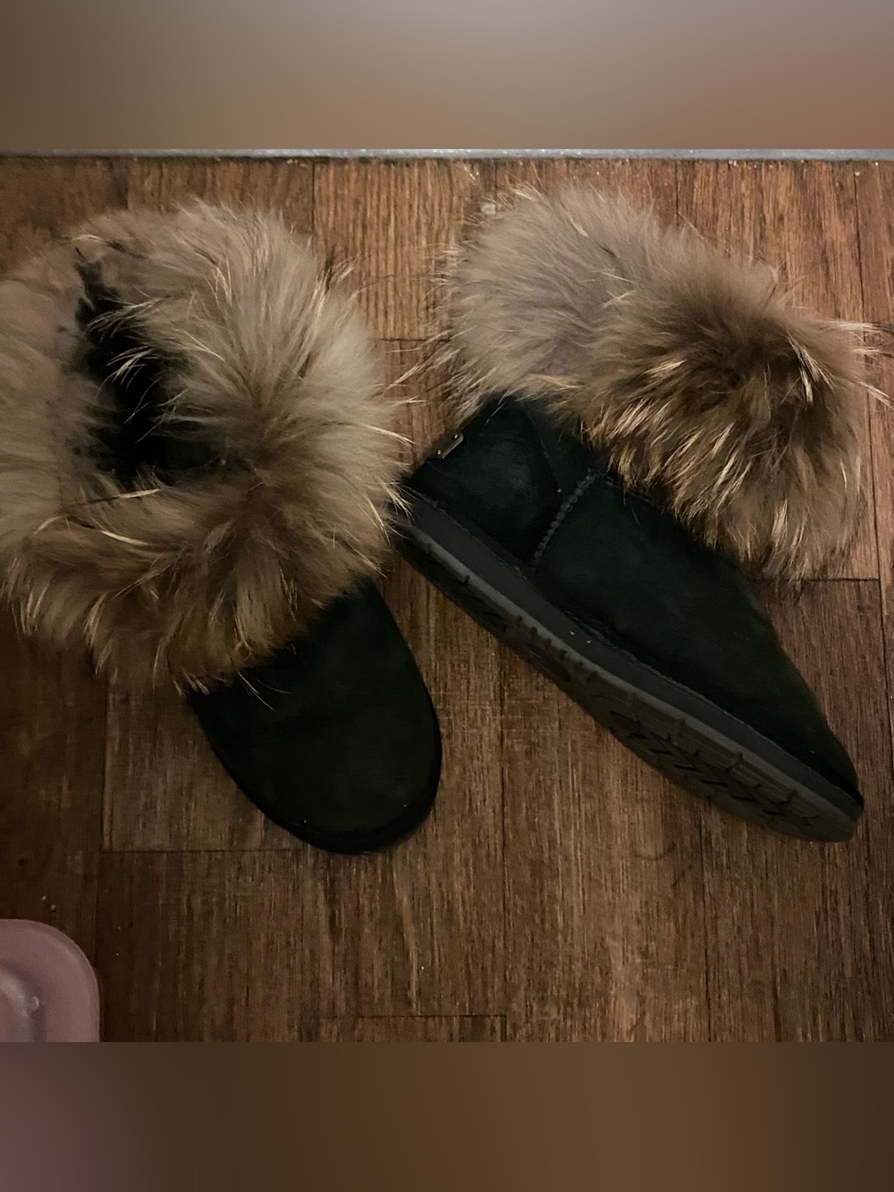 Cloud Nine Sheepskin Boots Womens Size 8 Ausland Black Green Suede Fur Trim